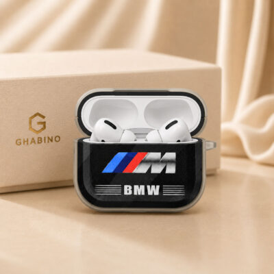 کاور ایرپاد BMW مشکی مدل AirPods Pro با طراحی اسپرت و محافظ سیلیکونی مقاوم