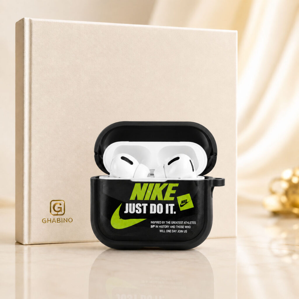 کیس ایرپاد پرو 2 طرح Nike Just Do It مشکی با ایرپاد داخل کیس