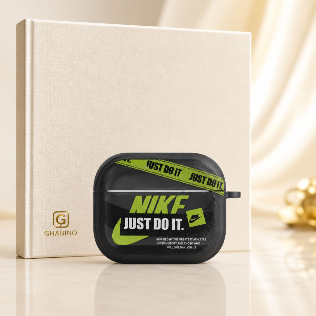 کیس ایرپاد پرو 2 طرح Nike Just Do It مشکی با ایرپاد داخل کیس