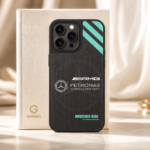 قاب آیفون 13 پرو مکس طرح Mercedes AMG Petronas مشکی با طراحی اسپرت و محافظ دوربین