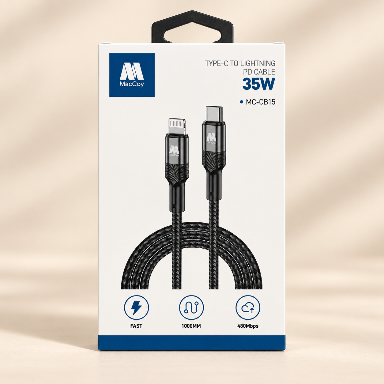 کابل MacCoy MC-CB15 Type-C به Lightning 35 وات کابل شارژ آیفون تایپ C به لایتنینگ 35 وات MacCoy مدل MC-CB15