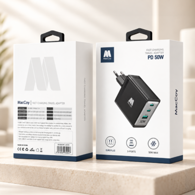 شارژر 50 وات سه پورت MacCoy مدل MC-HC08 تایپ C و USB